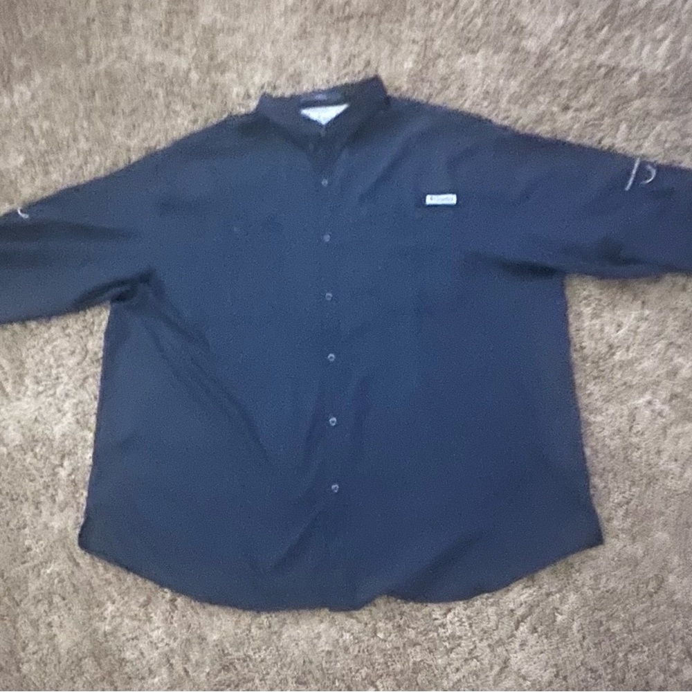 Classic Navy Columbia PFG Button-Down Shirt for Men 4X